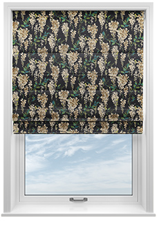 Wisteria Silk, Black - Roman Blind
